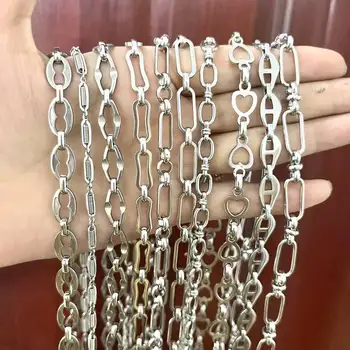 Yeni Paslanmaz Çelik Zincirler El yapımı Bağlantı Kolye Gümüş Renk Takı Asla Ovmak Moda Gerdanlık 4