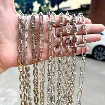 Yeni Paslanmaz Çelik Zincirler El yapımı Bağlantı Kolye Gümüş Renk Takı Asla Ovmak Moda Gerdanlık 5