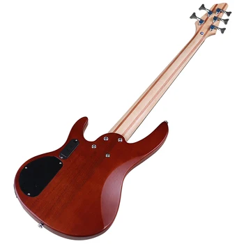 43 inç Gülağacı Üst Elektrik Bas Gitar Aktif 5 Dizeleri Okoume Ahşap Gövde Fret Mat Bas Gitar Pick Up 4