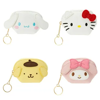 Hello Kitty PU deri bozuk para cüzdanı Kawaii Karikatür Kuromi Kulaklık Çantası Cüzdan Debriyaj Nakit Kart Çanta Kızlar İçin Doğum Günü Hediyeleri
