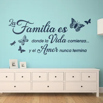 Ispanyolca Aile Nerede Hayat Başlar Alıntı Vinil Çıkartması Duvar Sticker Yatak Odası oturma Odası Familia Es Donde La Vida Comienza
