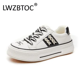 LWZBTOC Bayan Paten Ayakkabı Dalga Tasarım Klasik Flats Sneakers 4cm Kalın Taban Kadın Paten spor ayakkabılar