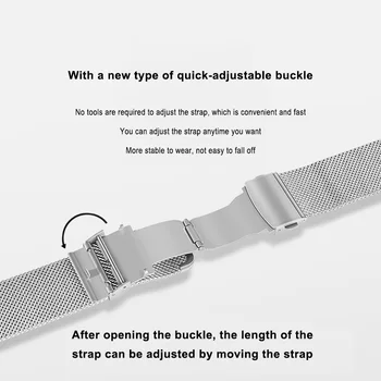 Forwelleny Huawei Için 16mm Paslanmaz Çelik Kayış Bilezik (İzle Fit Mini) Metal Uzunluğunu Ayarlamak Kolay Akıllı Watchband Bileklik 3