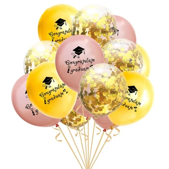1 Takım Altın Siyah Mezuniyet Balonları Lateks Konfeti Balon Mezuniyet Partisi Süslemeleri 2021 Kutlama Töreni Malzemeleri