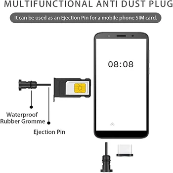 Evrensel USB C Alüminyum Toz Fiş Seti Samsung S10 Artı S9 S8 Not C şarj portu ve 3.5 mm Kulaklık Jakı Anti-Toz Fişi 1