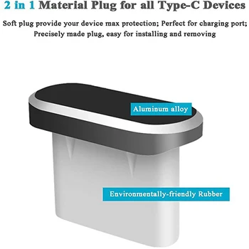 Evrensel USB C Alüminyum Toz Fiş Seti Samsung S10 Artı S9 S8 Not C şarj portu ve 3.5 mm Kulaklık Jakı Anti-Toz Fişi 3