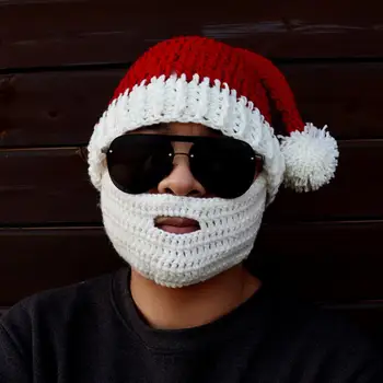2 Adet / takım Noel Baba Şapka Komik yüz kapatma Noel Şapka Erkek Kadın Evrensel Noel Baba Kap