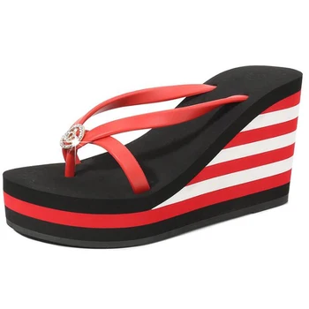 YAERNI Kadın terlik yaz plaj ayakkabısı rahat yeni thongs şerit platformu taklidi babouches zapatos de mujer 2