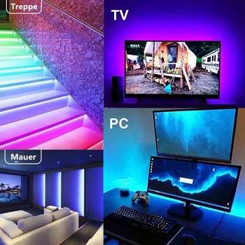 RGB LED şerit ışık SMD 2835 LED lamba bant şerit 5V USB Powered uzaktan kumanda TV masaüstü ekran arka ışık yatak odası dekorasyon