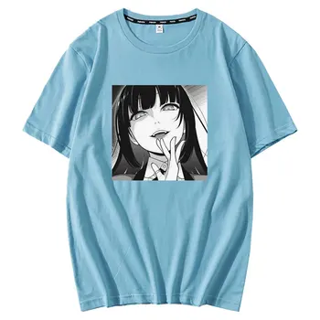 Seksi Kakegurui Grafik Cosplay Kısa Kollu Yumeko Jabami T-shirt erkek Anime T Shirt Üst Kadın Büyük Boy Hip Hop Punk Tshirt