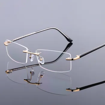 Seemfly Klasik Iş Gözlük Erkek Kadın Ultralight Alaşım Çerçevesiz Gözlük Şeffaf Lens Gözlük Unisex Düz Ayna Gözlük 2