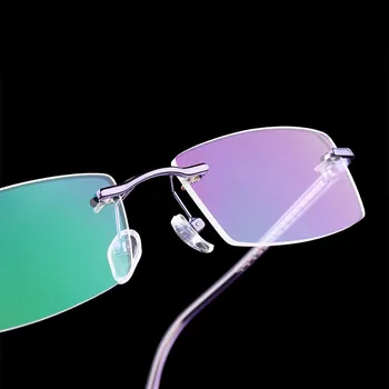 Seemfly Klasik Iş Gözlük Erkek Kadın Ultralight Alaşım Çerçevesiz Gözlük Şeffaf Lens Gözlük Unisex Düz Ayna Gözlük 3