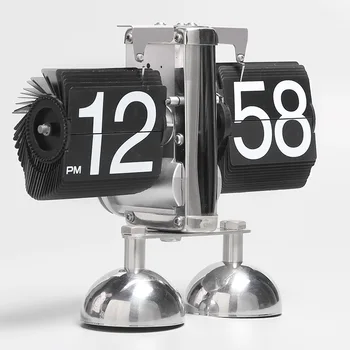 Yeni Retro Flip Küçük Masa Saati Paslanmaz Çelik Dijital Çevirme Saati Ev Oturma Odası Dekorasyon İçin Uygun doğum günü hediyesi