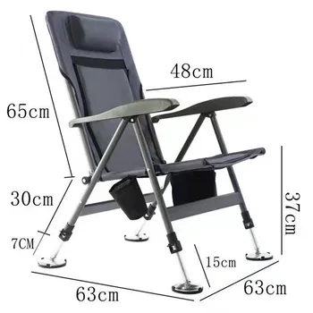 Katlanabilir Balıkçılık Sandalye plaj sandalyeleri Açık Alüminyum alaşımlı piknik BARBEKÜ kamp sandalyesi Koltuk Ayarlanabilir Arkalığı Dört bacak Recliner 3