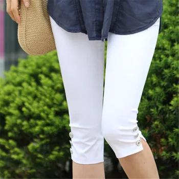 Yüksek elastikiyet Pantolon Yaz Şeker Renk Kapriler Pantolon Kadın Ince yazlık pantolonlar Bayanlar Yüksek Bel Elastik Artı Boyutu Pantolon