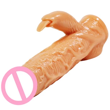 Gerçekçi Penis Kollu Genişletici Horoz Büyütücü Sıradışı Kılıf Kullanımlık Prezervatif Yumuşak Artırıcı silikon kılıf Yetişkin Seks Oyuncakları Erkekler için