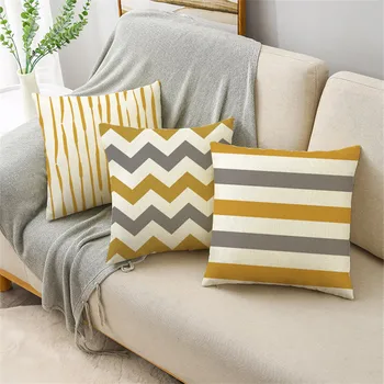 Sarı Yastık Geometrik Mozaik Tasarım Kanepe yatak odası dekoru bel yastığı minder örtüsü 40*40cm/45 * 45cm / 50 * 50cm