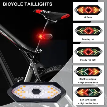 Bisiklet dönüş sinyali arka bisiklet ışık LED şarj edilebilir USB bisiklet bisiklet kablosuz arka led arka lambası, uzaktan ışıkları kontrol L6L1 0