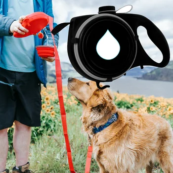 Çok fonksiyonlu Küçük pet köpek tasması Halat Büyük Köpek için Dahili Su Şişesi Kase atık torbası Dağıtıcı 3