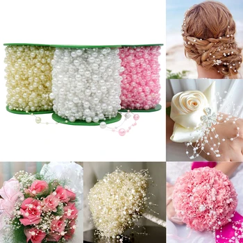 5 Metre Beyaz olta Yapay İnciler Boncuk DIY Garland Çiçekler Düğün Dekorasyon Malzemeleri Gelin Çiçek Aksesuarı