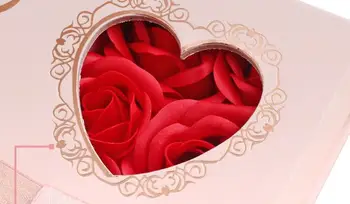 Sevimli RoseHeart şeklinde İçi Boş Mücevher Kutusu Romantik sevgililer Günü halka kolye Kutusu Hediye Mücevher Kutusu Takı Ekran Organizatör 0