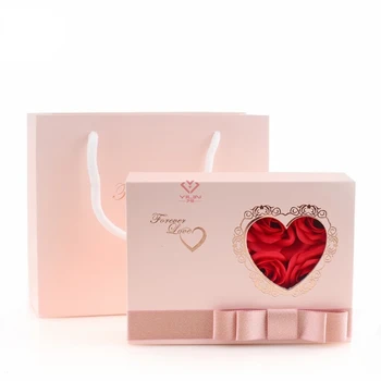 Sevimli RoseHeart şeklinde İçi Boş Mücevher Kutusu Romantik sevgililer Günü halka kolye Kutusu Hediye Mücevher Kutusu Takı Ekran Organizatör 1