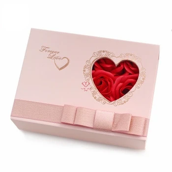 Sevimli RoseHeart şeklinde İçi Boş Mücevher Kutusu Romantik sevgililer Günü halka kolye Kutusu Hediye Mücevher Kutusu Takı Ekran Organizatör 3