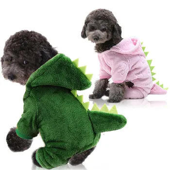 Sıcak Satış Pet Kedi Giysileri Komik Dinozor Kostümleri Kış Sıcak Peluş Kedi Ceket Küçük Kedi Yavru Hoodie Yavru Köpek Giysileri