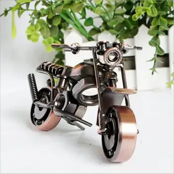 5 inç Moda Metal Motosiklet Modeli Retro El Yapımı Minyatür Motosiklet Ev Dekorasyon Demir Sanatları Çocuk Oyuncak