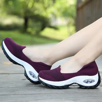 Yeni gündelik kadın ayakkabısı Moda Kadın Örgü Rahat Ayakkabı Kalın Alt Sallanan Ayakkabı Öğrenci Çalışma Sneaker Büyük Boy Ayakkabı 369