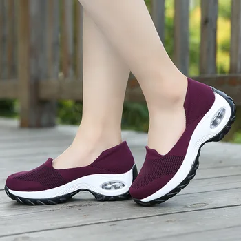 Yeni gündelik kadın ayakkabısı Moda Kadın Örgü Rahat Ayakkabı Kalın Alt Sallanan Ayakkabı Öğrenci Çalışma Sneaker Büyük Boy Ayakkabı 369 5