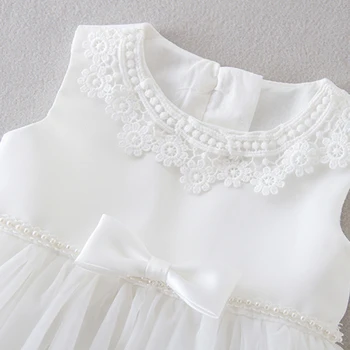 Bebek Kız Prenses Elbise Beyaz Dantel Elbiseler Bebek Zarif Doğum Günü Düğün Parti Vaftiz Elbiseler Bebek Çocuk Giyim 0-24M