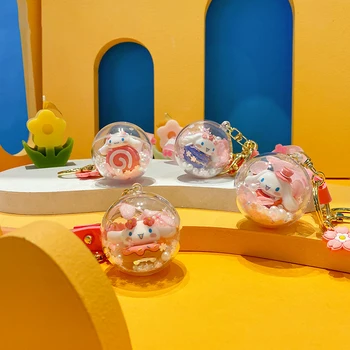 Karikatür Sanrio Aile Kiraz Çiçeği Günlüğü Serisi Anahtarlık Anime Cinnamoroll Zarif Çanta Kolye Macaron Kawaii Çörek Anahtarlık