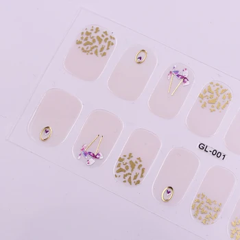 1 ADET / 16 İpuçları GL Serisi Etiket Degrade Işıltılı pul tırnak Sanat Çıkartmalar Şeritler Tam Sarar Yapışkanlı Çıkartma manikür kiti Kadınlar için