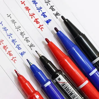 10 adet Siyah Mavi Kırmızı Fineliner Çizim Boyama Işareti Çift Ucu resim kalemi suluboya fırçası Yazma Kalem Ofis Kırtasiye