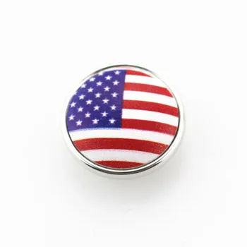 20 adet / grup Baskı Amerika Bayrağı Yapış Düğmeler 20mm Zencefil Yapış Bilezik ve Bilezik DIY Yapış kolye Takı Takılar