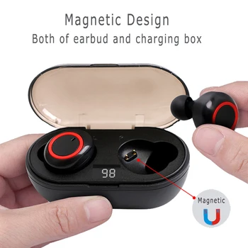 Bluetooth dijital ekran Kulakiçi Moda Mini Kablosuz Spor Kulaklık Dokunmatik Kontrol Kulaklık Şarj Bölmesi İle 1
