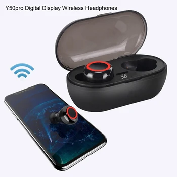Bluetooth dijital ekran Kulakiçi Moda Mini Kablosuz Spor Kulaklık Dokunmatik Kontrol Kulaklık Şarj Bölmesi İle 2