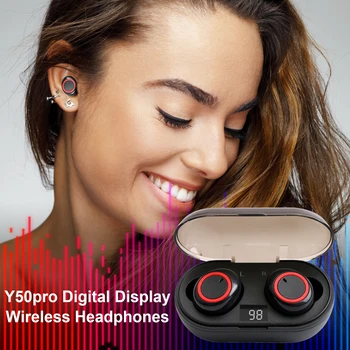Bluetooth dijital ekran Kulakiçi Moda Mini Kablosuz Spor Kulaklık Dokunmatik Kontrol Kulaklık Şarj Bölmesi İle 4