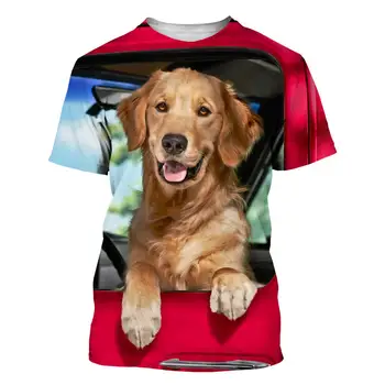 Yeni Sevimli Hayvanlar Golden Retriever erkek Ve kadın çocuk 3d baskılı tişört Tedavi komik Köpek Nefes ışık yaz spor 1