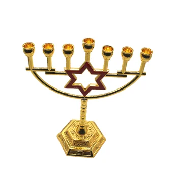 David Yıldız Menora Ev Dekorasyon Yahudi 7 Şube Hanuka Altın Renk Alaşım Yahudilik Kilise Eşyaları Şamdan