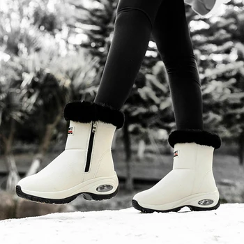 Kadın Kar Botları Kış Kadın Botları Kalın Peluş Su Geçirmez kaymaz Uyluk Yüksek Çizmeler Moda Sıcak Kürk Kadın kış ayakkabı 2023