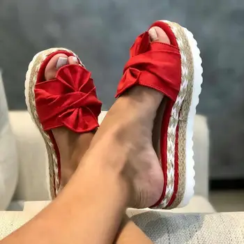 KAMUCCWomen İlmek Sandalet 2021 Yaz Rahat Günlük Rahat Kayma platform sandaletler kadın Ayak Nefes Örgü Sandalet 5