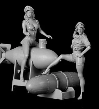 1/32 ABD Pin-up Kız Seti oyuncak Reçine Modeli Minyatür Kiti unassembly Boyasız