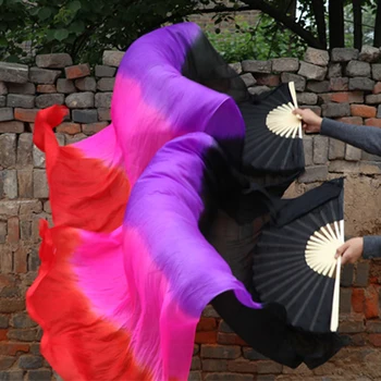 Yeni Profesyonel Çin Yumuşak gerçek İpek Bambu Fanlar Peçe Oryantal Dans Sahne Performansı Hayranları Sahne Degrade dans Hayranları 2