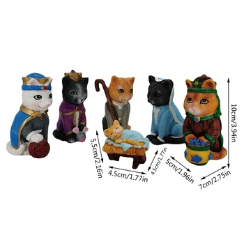 1 Adet / takım Kraliyet Kediler Aile Noel El Sanatları Süsler Doğuş Figürler Minyatürleri Hıristiyan Tatil Yaratıcı Hediye Dekorasyon