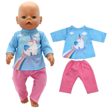 43 cm Bebek oyuncak bebek giysileri Unicorn Tulum Gökkuşağı Renk Dış Giyim Reborn Oyuncaklar Tulum 2