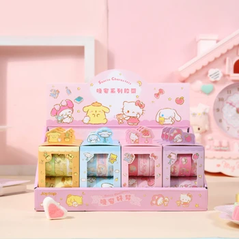 6 adet / takım Uzunluğu 2 M Sanrio Cep Bant Sticker Cinnamoroll Melodi Hello Kitty Sevimli Karikatür Sıcak Damgalama Washi doğum günü hediyesi