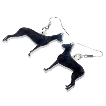 WEVENI Akrilik Siyah Büyük Dane Köpek Küpe Dangle Bırak hayvan figürlü mücevherat Hediye Kadınlar Kızlar Için Pet Severler Aksesuarları Takılar Parti 4