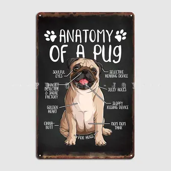 Bir Pug Köpek anatomisi Metal Burcu Kulübü Parti Duvar Dekor Tasarım Oturma Odası Tabela Posteri 1